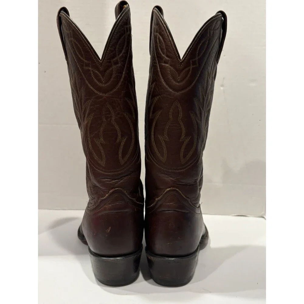 Nocona Brown Leather Western Cowboy Boots Men’s Size 9 D Made in USA Vintage